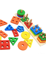 Viga Wooden Geometric Block Sorter Educational Toy, Ages 2+