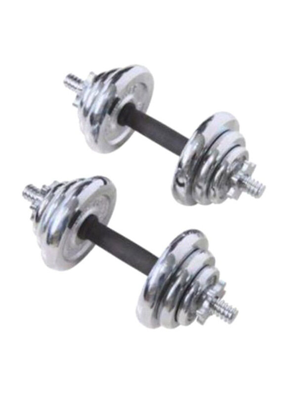 

Generic Fitness World Dumbbells Set, 2 x 15 KG, Silver