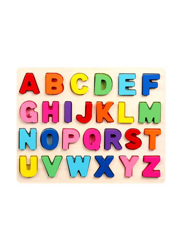 Cubic Wooden Alphabet Building Puzzle, Multicolour