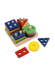 Wooden Geometric Sorting Building Blocks Set, Ages 3+