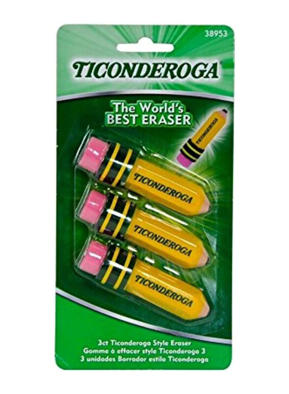 

Ticonderoga 3-Piece Pencil Shaped Eraser Set,38953, Yellow/Pink