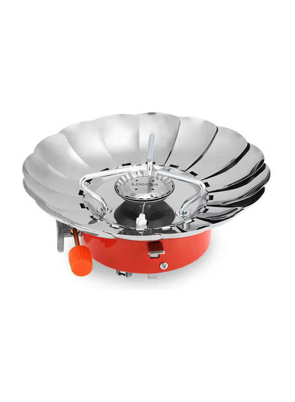 12cm Outdoor Folding Windproof Piezo Ignition Gas Stove, Red