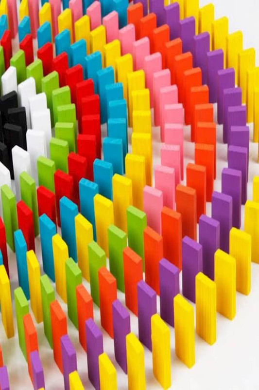 Rainbow Dominoes Wooden Blocks, 120 Pieces