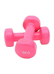 Classical Head Vinyl Dumbbells Set, 2 x 2 KG, 9WQXJLVT, Pink