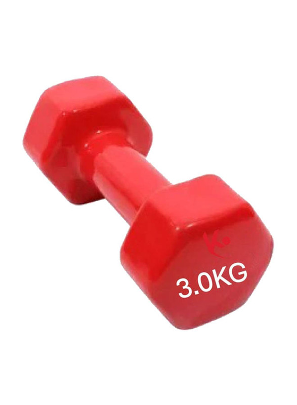 Vinyl Weight Lifting Training Dumbbell, 3 KG, Red