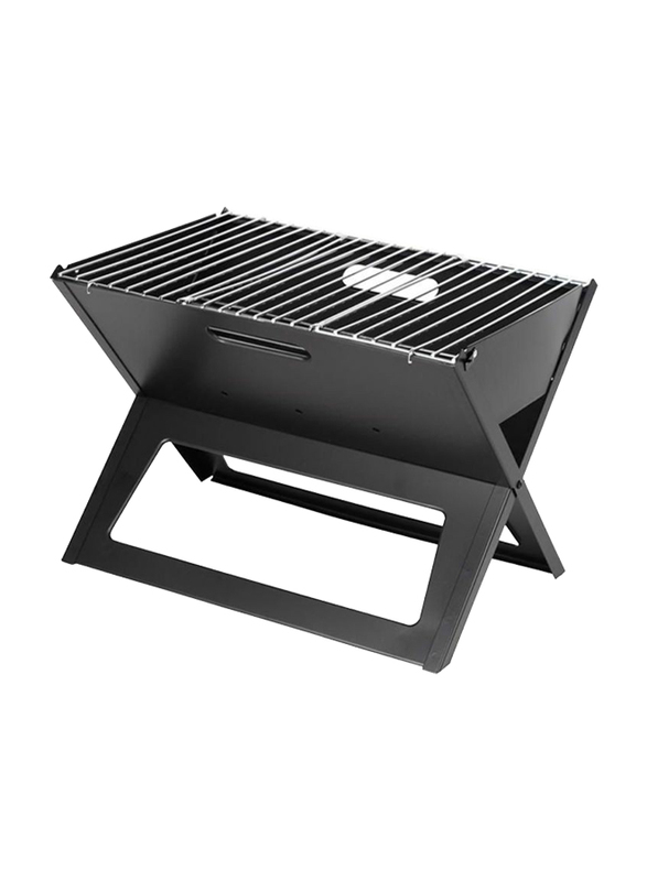 Foldable Barbeque Charcoal Grill, 45 x 30 cm, Black