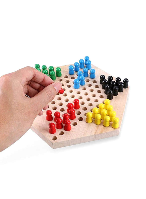 Chinese Checkers Game Wooden Marbles, Ages 6+