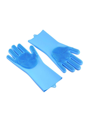 Generic Magic Silicone Gloves with Wash Scrubber, 170g, 1 Pair, Blue