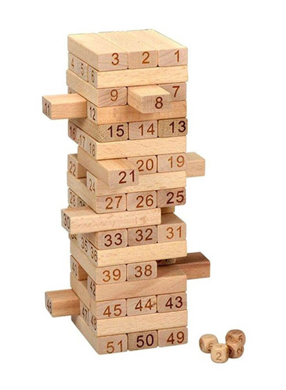 

Beauenty 51-Piece Wooden Tower Jenga Tile Game, Ages 3+