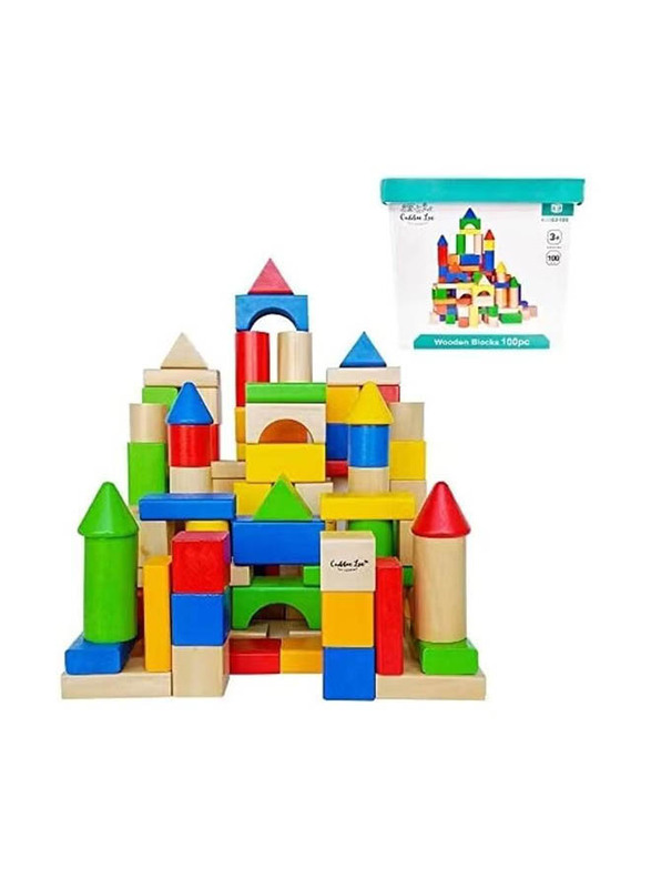 Lee Premium Wooden Building Block Set,100 Pieces, Ages 3+