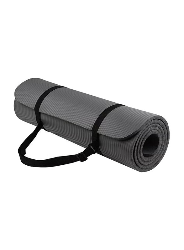 Anti-Tear Exercise Mat with Carrying Strap, 60cm, Grey