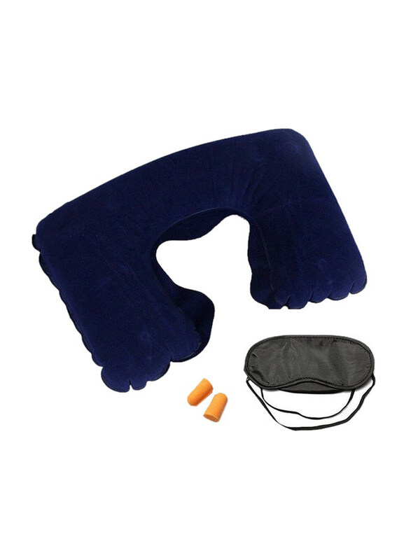 

Generic Soft Travel Pillow with Eye Cover & Ear Plugs, 2724270699136, Navy Blue