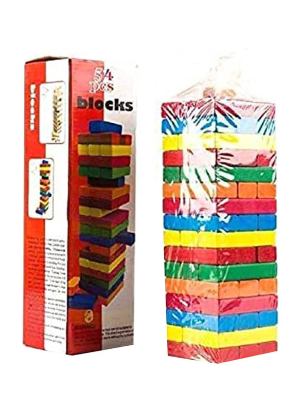 54-Piece Tower Challenge Wooden Colo Blocks Puzzle Toy, KB-852M987854, Ages 5+