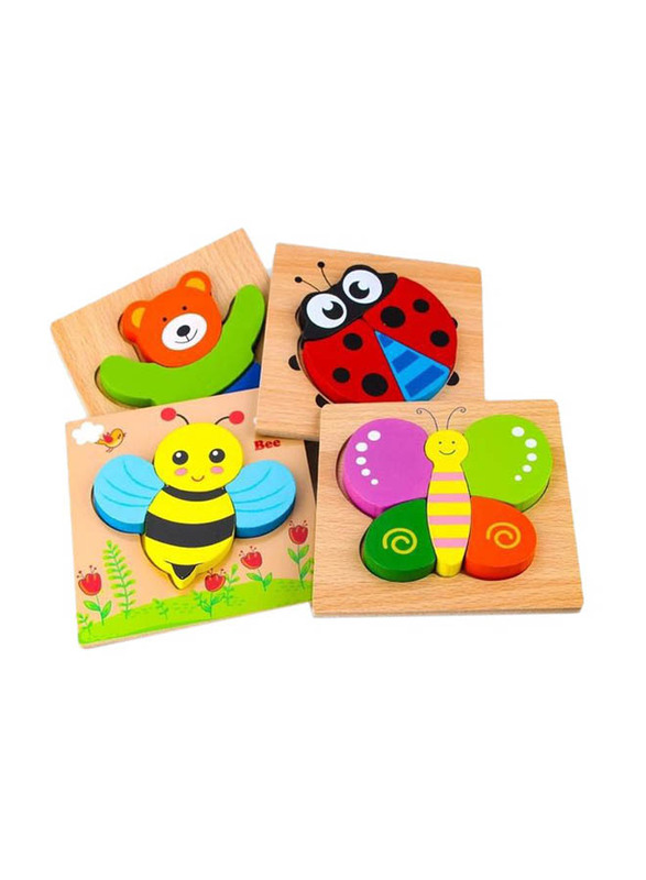 4-Piece Wooden Animal Puzzles For Toddlers, HTX202111055, Ages 1+