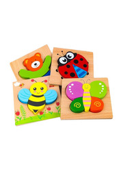 4-Piece Wooden Animal Puzzles For Toddlers, HTX202111055, Ages 1+