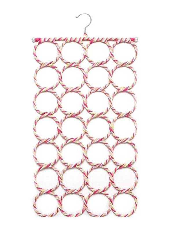 28-Hole Scarf Organizer, Pink/White