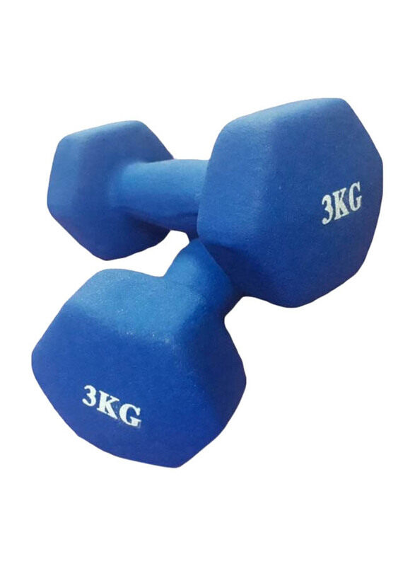 

Generic Neoprene Hexagon Dumbbells Set, 2 x 3 KG, UK_MS-280570, Blue