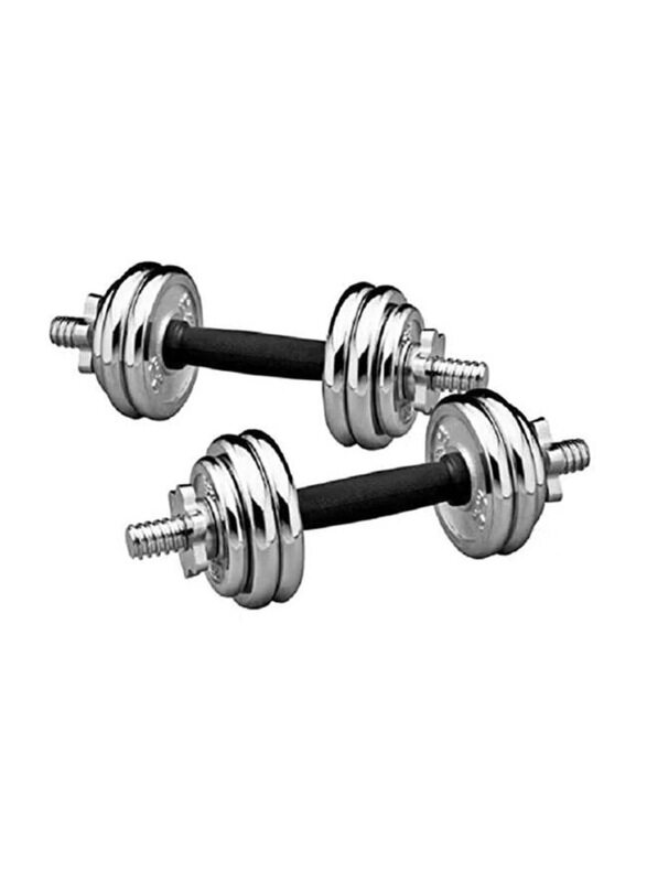 

Generic Chrome Dumbbell Set, 2 x 15 KG, Silver/Black