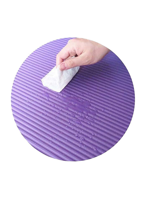 Anti-Tear Exercise Mat with Carrying Strap, 60 x 10cm, Purple