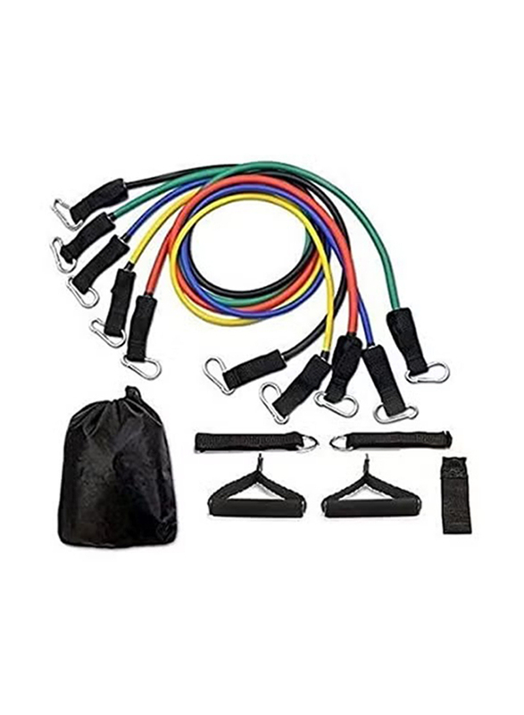 Latex Resistance Bands Fitness Exercise Tube Rope Set Yoga Abs P90X Workout, H8329, Multicolour