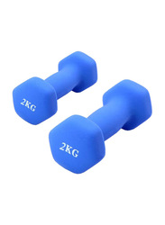 Hexagonal Dumbbell Set, 2 x 2 KG, Blue