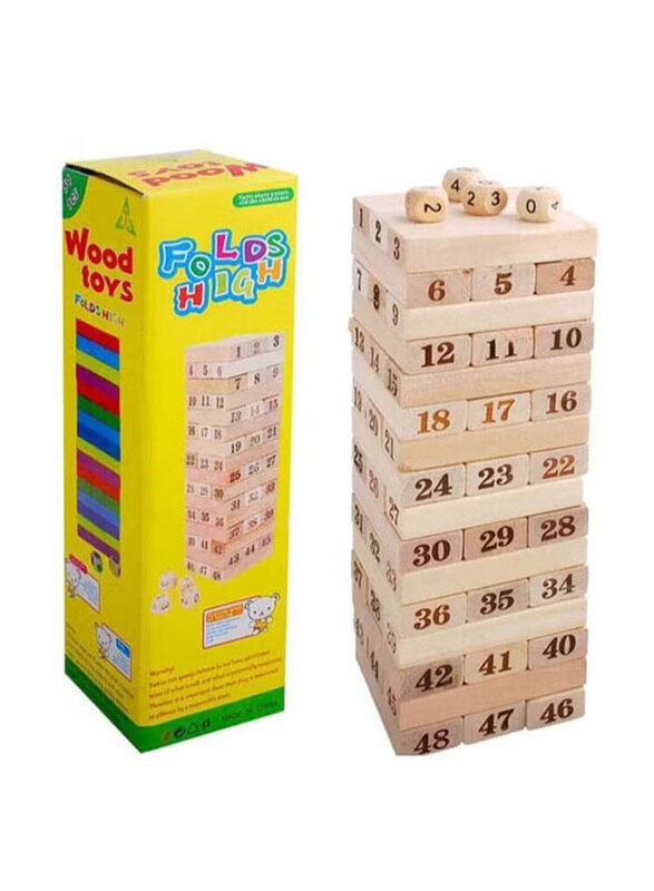 

Generic Woods Toys 48-Large Scale Digital Laminated Jenga Wooden Blocks, Ages 3+, Beige