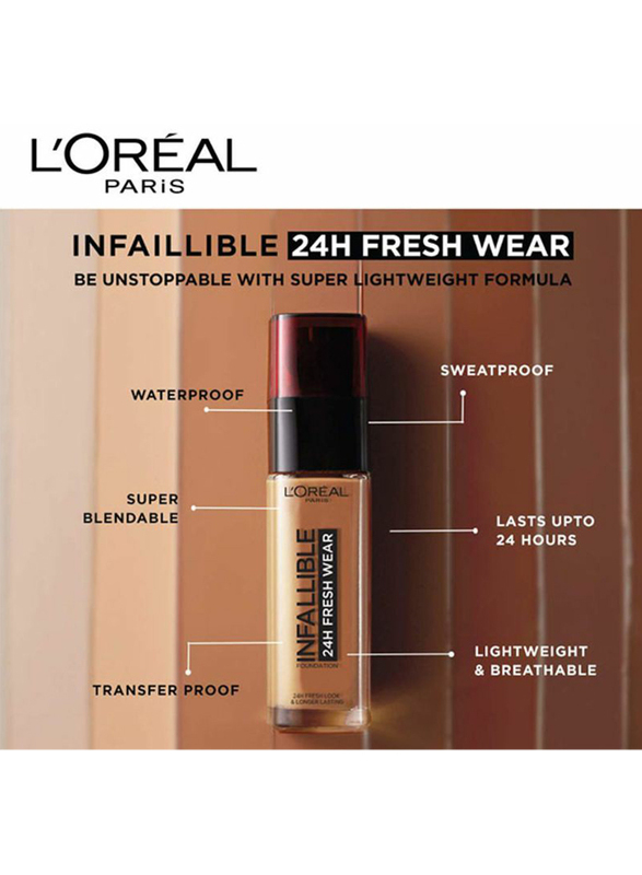 L'Oreal Paris Infaillible 24H Fresh Wear Liquid Foundation,  30ml,  220 Sand,  Beige