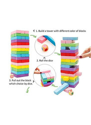 Wooden Rainbow Jenga Blocks Domino Educational Toy, MS75927B1172, Ages 4+, Multicolour