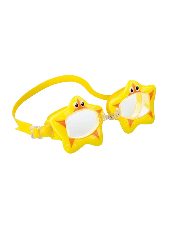 Intex Starfish Aqua Flow Fun Goggle with Adjustable Strap for Kids, Yellow