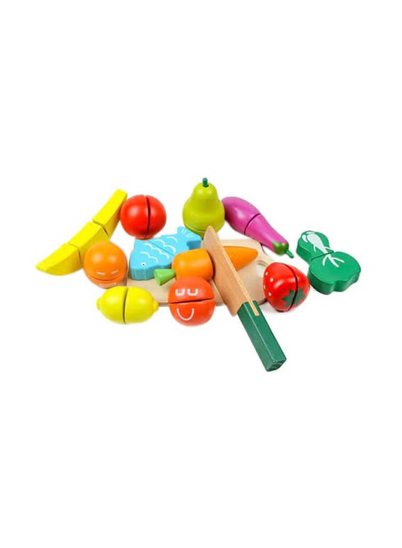 Lucky Cutting Fruits & Vegetables Wooden Kitchen Toy, Ages 2+