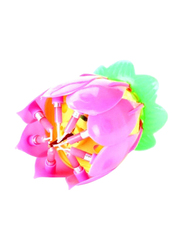 Outad Lotus Flower Musical Birthday Candle, Pink/Green/Yellow