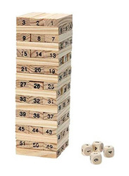 Pine Wooden Tower Building Blocks Domino Toy Set, Ages 5+