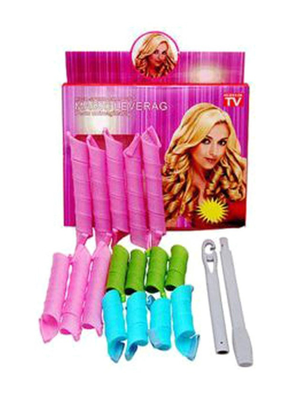 Hair Roller Set, Pink/Green/Blue, 16 Pieces