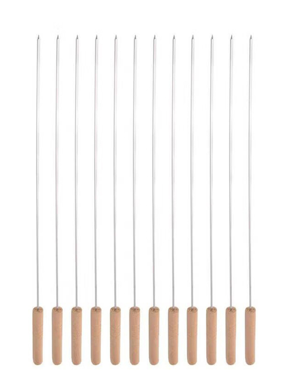 60cm BBQ Skewers Set, 12 Piece, Silver