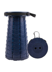 Outdoor PP Folding Telescopic Stool, 26 x 7.5 x 26cm, Dark Blue