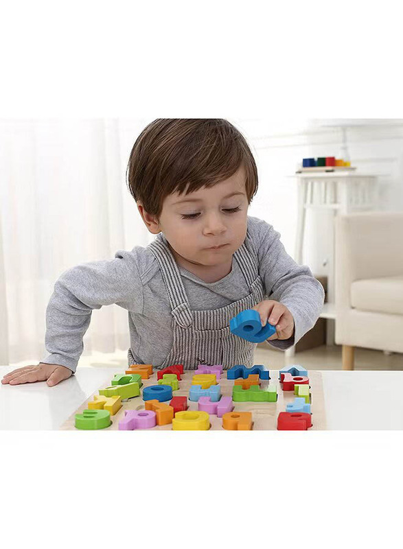 3D Lowercase Wooden Alphabet Learning Board, Multicolour