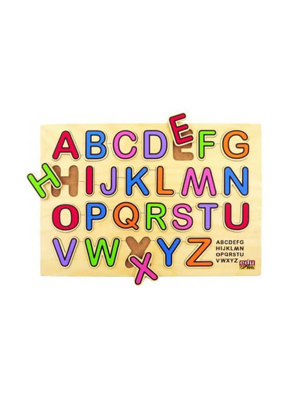 27-Piece Wooden English Alphabet Pegged Puzzle Set, Multicolour