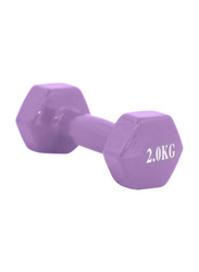 Rubber Dumbbells Set, 2 x 2 KG, Purple