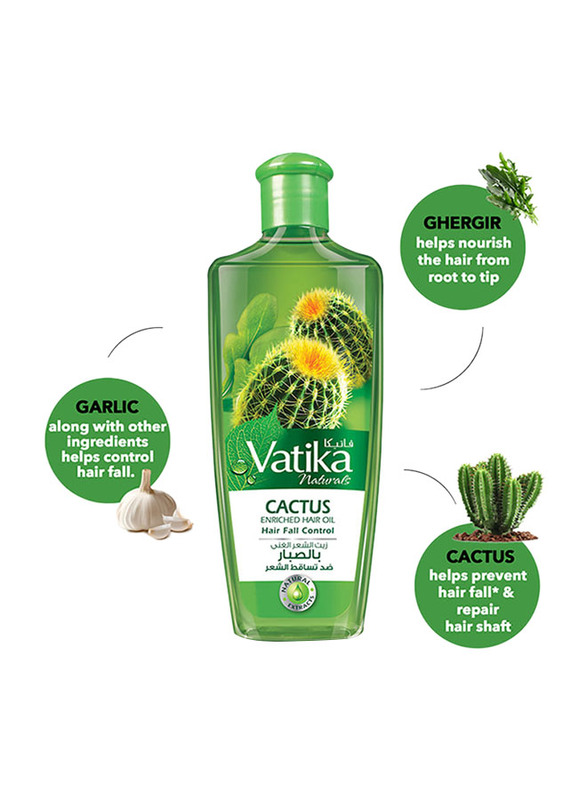 Dabur Vatika Cactus Enriched Hair Fall Control Oil for All Hair Types, 300ml