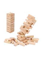 Unique Wooden Tower Building Block Toy, 51 Pieces, Age 3+, Beige