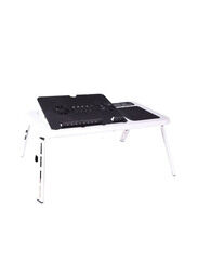 Huayang Foldable Laptop Stand with 2 Cooling Fan Table, White/Black