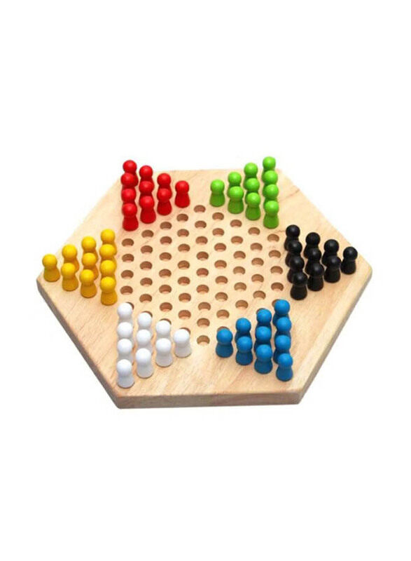 

Beauenty Wooden Hexagon Checkers Educational Desk Chinese Board Game, Ages 3+