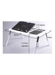 Portable Laptop Desk with Cooling Fan, White/Black