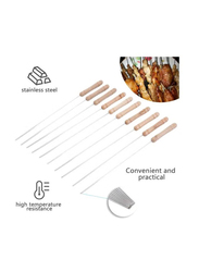 30.5cm Barbecue Skewer Roast Stick, 10 Piece, Silver/Beige