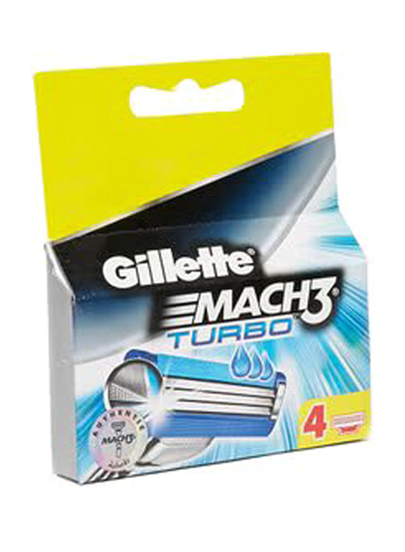 Gillette Mach3 Turbo Cartridges, 34373, 4 Pieces