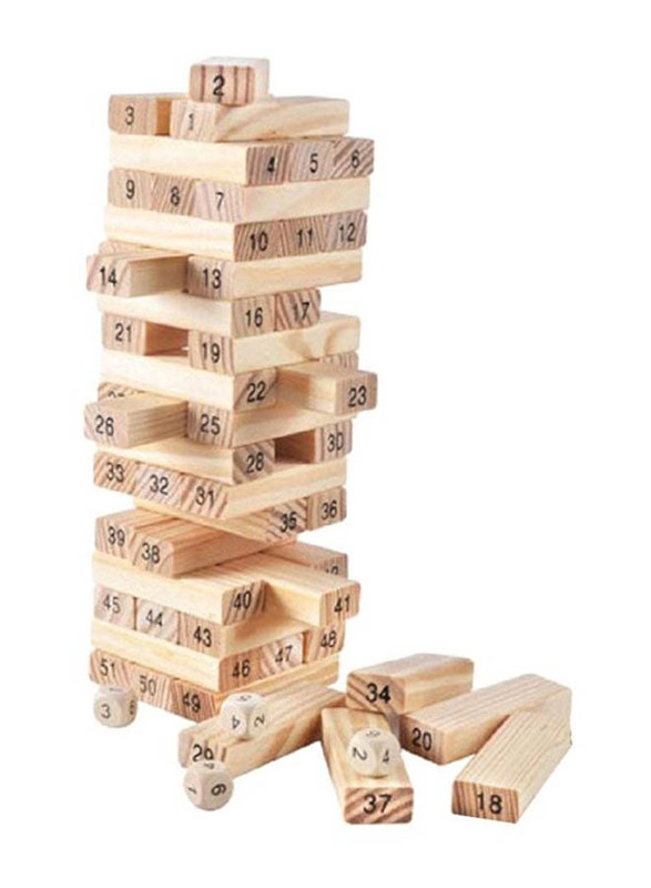 FunBlast Wooden Tower Stacking Blocks Set, 51 Pieces, Ages 3+