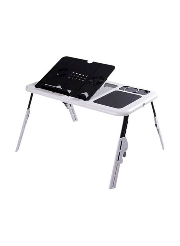 Huayang Foldable Laptop Stand with 2 Cooling Fan Table, White/Black