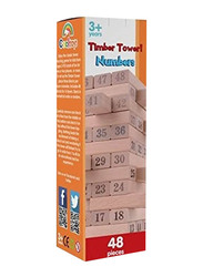 Cooltoys 48-Piece Timber Tower Wooden Block Stacking Game, 113068, Ages 3+