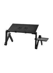 Black 360 Degree Folding Adjustable Laptop Computer Notebook Glossy Table Stand, Black