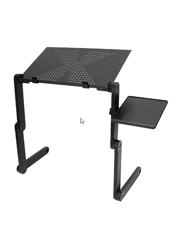 Adjustable Folding Laptop Table with Desk Tray, Black